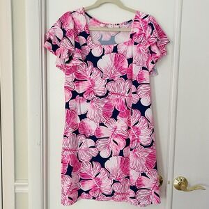 Aryeh Natalia Women's XL Neon Abstract Design SPF 50 Tiered Dress